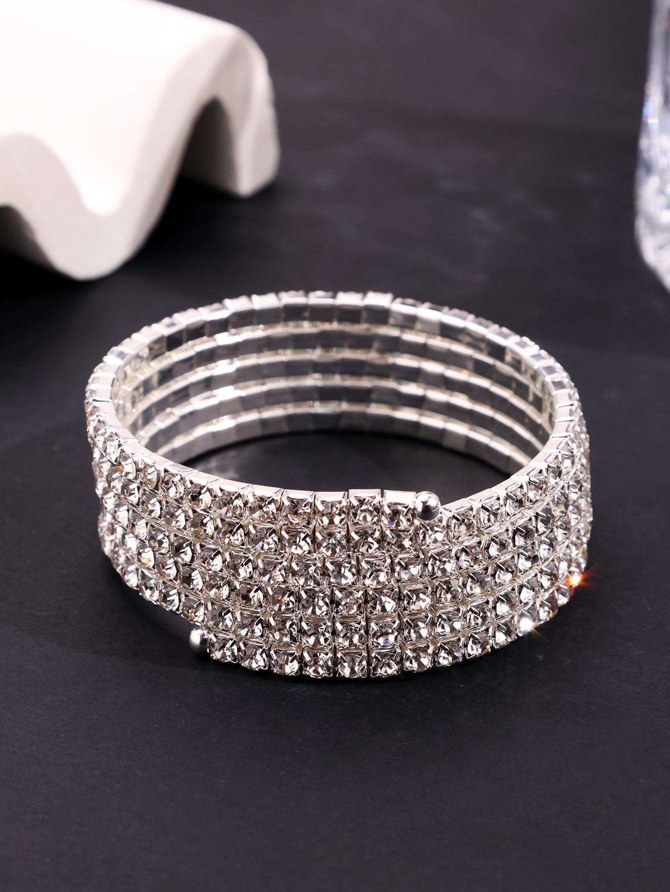 One piece: a fashionable, stylish, elegant, exquisite multi-layer rhinestone bracelet/arm ring for women—versatile jewelry suitable for everyday wear, holidays, and parties; ideal as a gift.