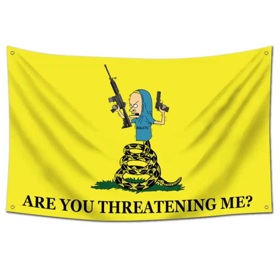 Are You Threatening Me Flag banner 3x5 Feet Banner,Funny Poster UV Resistance Fading & Durable Man Cave Wall Flag with 4 Brass Grommets for College Do