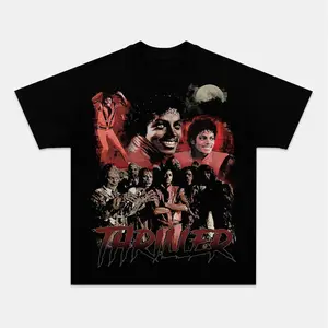 Michael Jackson Legendary Singer & THRILLER T-shirt, Y2K Unisex Hip Hop Streetwear Tee, King Of Pop Shirt For Fan