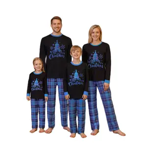 Baby Womens Christmas Family Jammies, Christmas Matching Holiday Pajamas, Christmas Tree Print Plaid Pants Christmas Family Matching Outfits