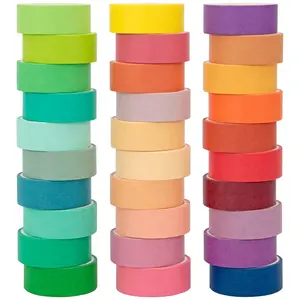 Washi Tape Set 30 Rolls, Decorative Tape, Colored Tape, Scrapbook Tape, Craft for Scrapbook Supplies, Journaling, Washy