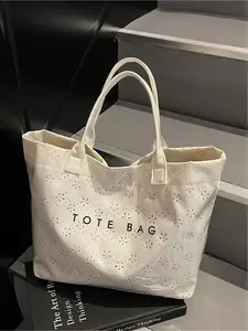 Large capacity fashionable and trendy tote bag, PVC waterproof and high aesthetic shopping bag, letter printed simple and versatile shoulder bag, personalized retro transparent armpit bag, shopping daily universal bag