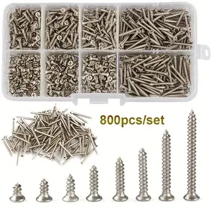 M2 Stainless Steel Self Tapping Screw Assortment Kit, Tapping Screw Assortment Kit, Lock Nut Wood Thread Nail Screw Set, Self Lock Nut Wood Thread Nail Screw Set, Stainless Steel Screws, Hardware Accessories