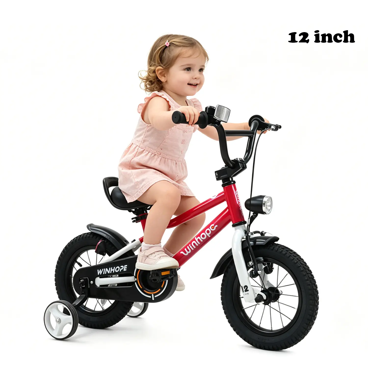 Winhope Starry Sky Children’s Bicycle | Ages 2–9 years | 12–18 inches with training wheels, 20 inches with parking stand; includes front light, mudguards, water bottle holder | 95% pre-assembled, dual brakes, seat/handlebar adjustable