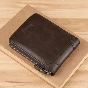 2026 New Men's Wallet PU Leather Purse Zipper Retro Style Short Wallets Men Card Holders Coin Storage Money Bag Do Not Wash, Home Entryway Organizer, Household Storage Pouch, Desk Drawer Organizer, Family Gift Idea