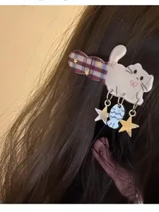 2 Pcs Cat Hair Clips, Cute Kitty Pattern Hair Accessories, Fish and Star Shape Hair Clips, Sweet and Adorable, Perfect for Daily Wear