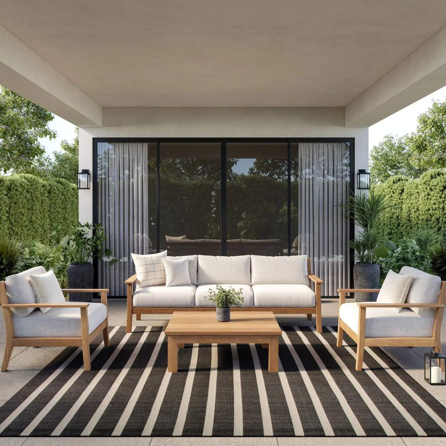 Nourison Positano Modern Stripes Flatweave Outdoor Rug