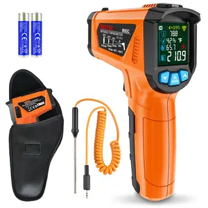 MESTEK Infrared Thermometer Gun, Non Contact Digital Laser Thermometer Temperature Gun with Color LCD for Cooking, Home Repairs, Humidity Measurement, Adjustable Emissivity -58°F to 1472°F(-50~800°C)