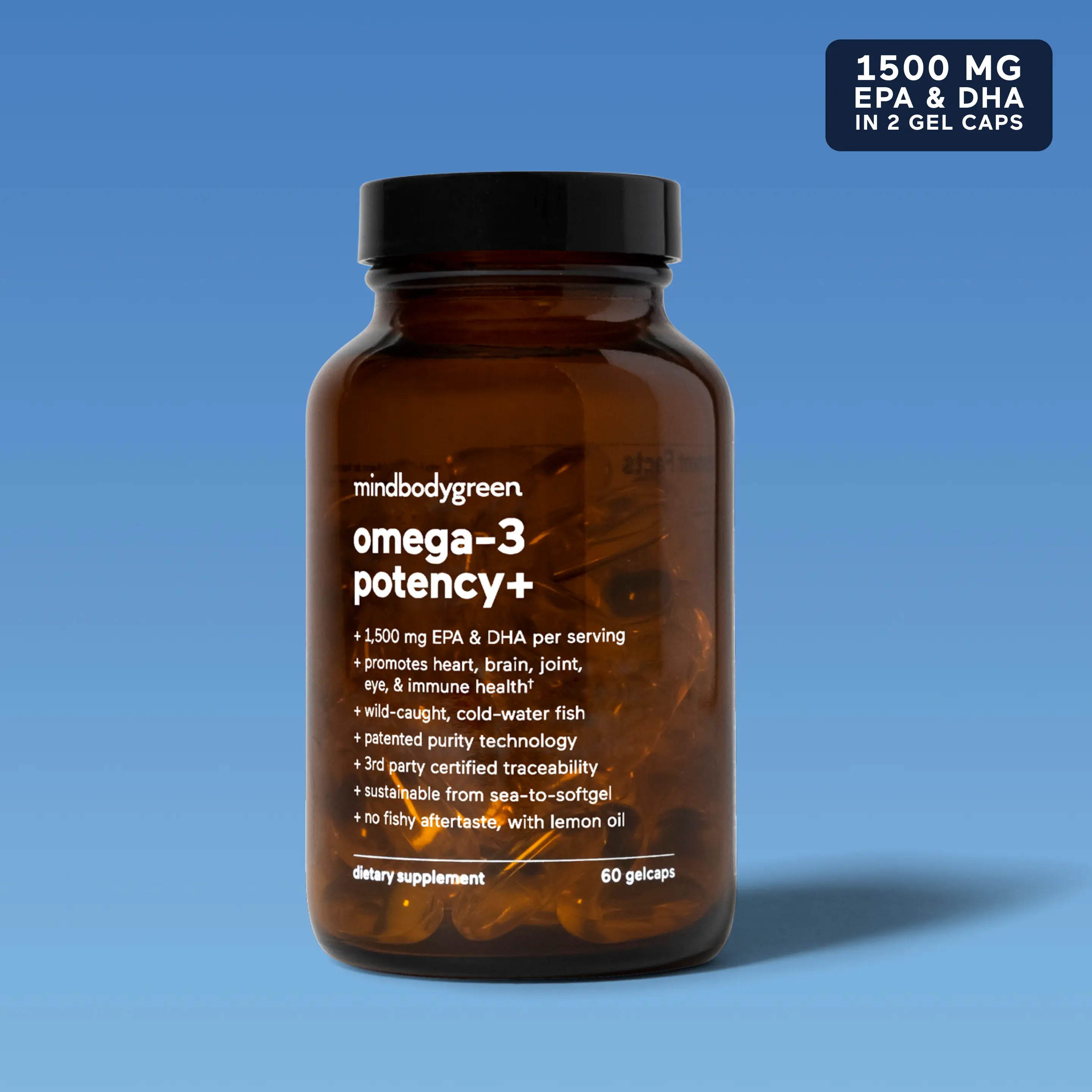 mindbodygreen Omega-3 Potency+ 1500 MG EPA & DHA in 2 Gel Caps Healthcare Vitamin Dietary Supplement for Heart Brain Joint Eye Immune Health