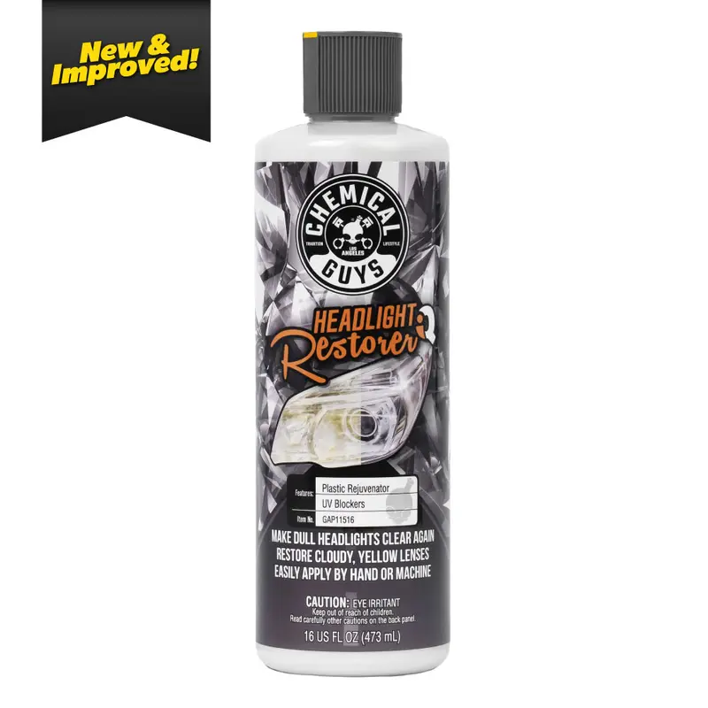 Chemical Guys IQ Series Headlight Polishing Agent - 16oz Liquid 2-in-1 Adaptive Abrasive Cut & Repair Compound Polishes, Oxidation Fixer, Yellowing Fader, Plastic Lens Haze Remover, Easy to Use by Hand or Machine for Home Restoration