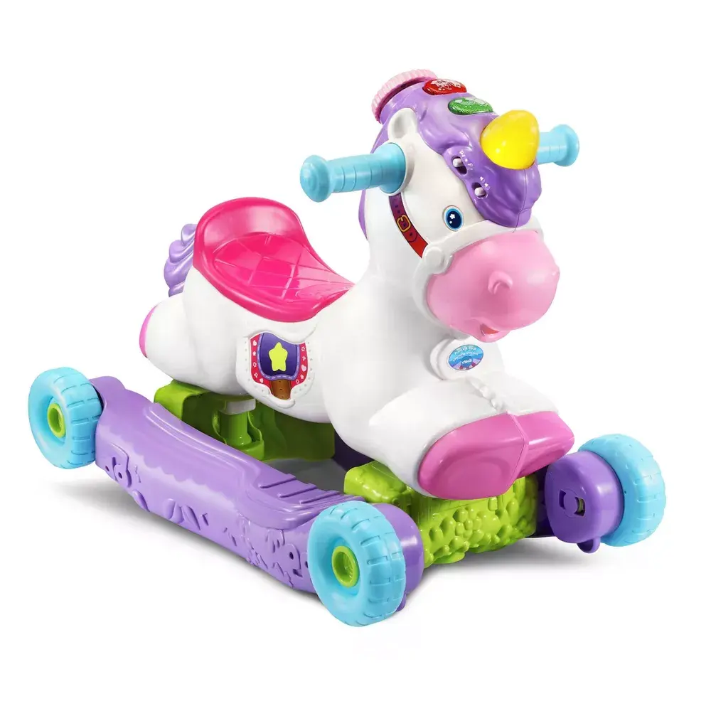 VTech Prance & Rock Learning Unicorn, Magical 2-in-1 Plastic Rocker to Ride-On Toy for Toddlers, Unisex with Motion Sensor Lights & Sounds, Batteries Included