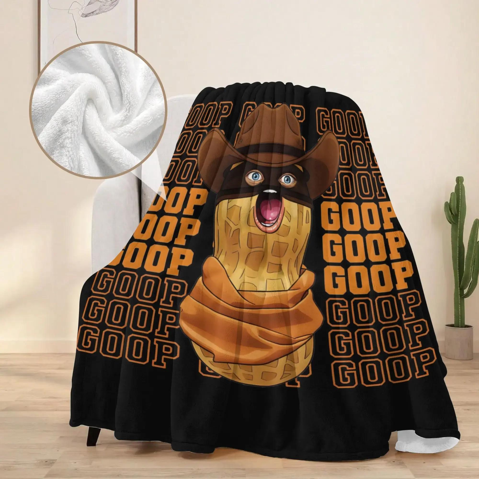 Goop Goop Cowboy Peanut Viral Meme Black Background Print Flannel Blanket Cooling Blanket Homegoods Soft Cozy For Bedroom Living Room Sofa For Meme Lovers Western Fans Perfect Gift