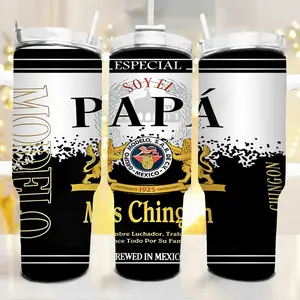 Best Dad Ever 40oz Tumbler, Soy El Papa Chingon Cup, Mas Chingon Cup, Birthday Gift for Father, Travel Car Mug, 20oz Stainless Steel Cup, Mexican Beer Label Inspired Design, Anniversary Gift for Him, Coffee Cup, Tea Drinkware