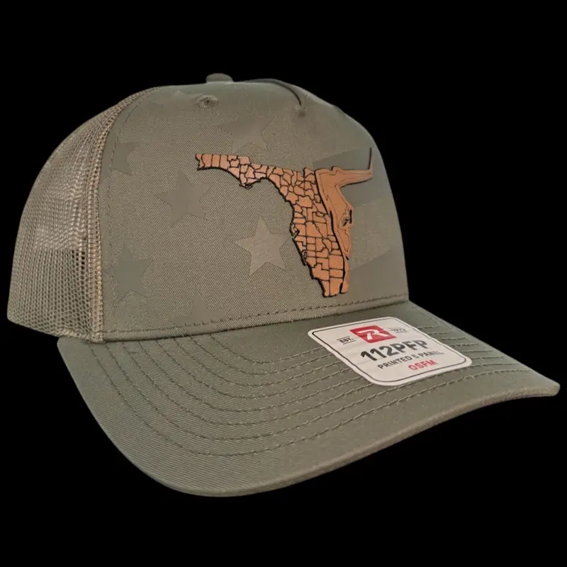 Olive Green Richardson Trucker Hat, Adjustable Snapback Cap for Outdoor Activities
