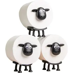 3-Pack Sheep Toilet Paper Roll Holder Set, Tissue Paper Storage,Wall Mount Tissue Basket for,with Adorable Design, Fun Housewarming Gift & Bathr OOM Decor