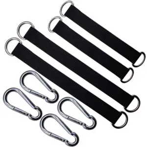 4 PCS Short Straps Tree Swing Straps Hanging Kit, with Carabiners, Heavy Duty Suspension Kits for Gym Fitness Cable Machine Extension, Hanging Pulleys, Rings,Hammock Tree Straps