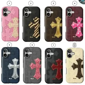 Sugar Cross Brownscale Saint Cheetah Cross Pink Cheetah Cross Blunt Tough Phone Case for iPhone 17 16 15 14 13 12 11 Pro Max