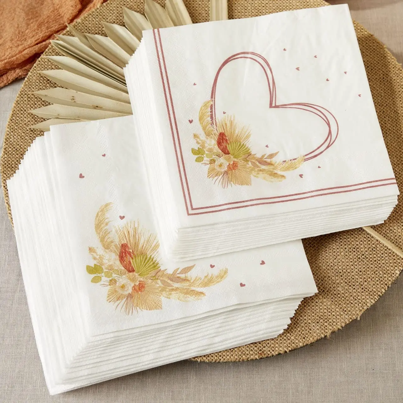 Kate Aspen Boho Decorative 2 Ply Paper Napkins - Set of 120-6.5 Inch Durable Disposable Serveware for Wedding, Bridal Shower, Engagement & Anniversary Party (Bulk)