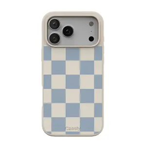 Casely iPhone 17 Pro Max Case | Fit Check | Light Blue Checkerboard  | Align Soft-Touch Flexible Bumper Case | Compatible with MagSafe