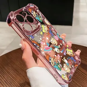 Funny Cute R-Rugrats Phone Case for iPhone 16 15 14 13 12 11 Pro Max X XR Plus, Drop-Resistant Shockproof Protective Transparent Soft Cover