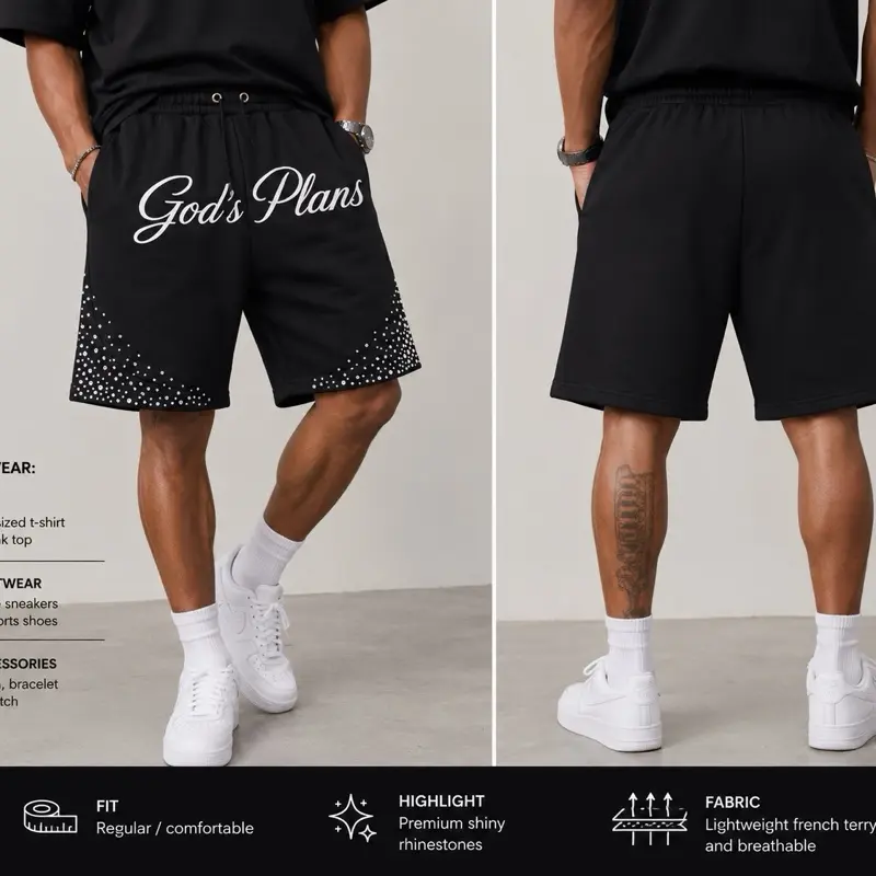 God's Plans Rhinestone Shorts comfy short