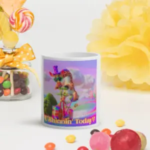 U Shinnin' Today Sip Ur Shine Mug with Fun Giraffe Design and Colorful Candy Accents Perfect for Morning Coffee