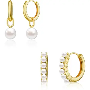 Tewiky Dainty Drop Small Hoop Earrings Studs Set For Women Trendy Dangle Huggie Stacks Hypoallergenic Earrings Fashion Jewelry