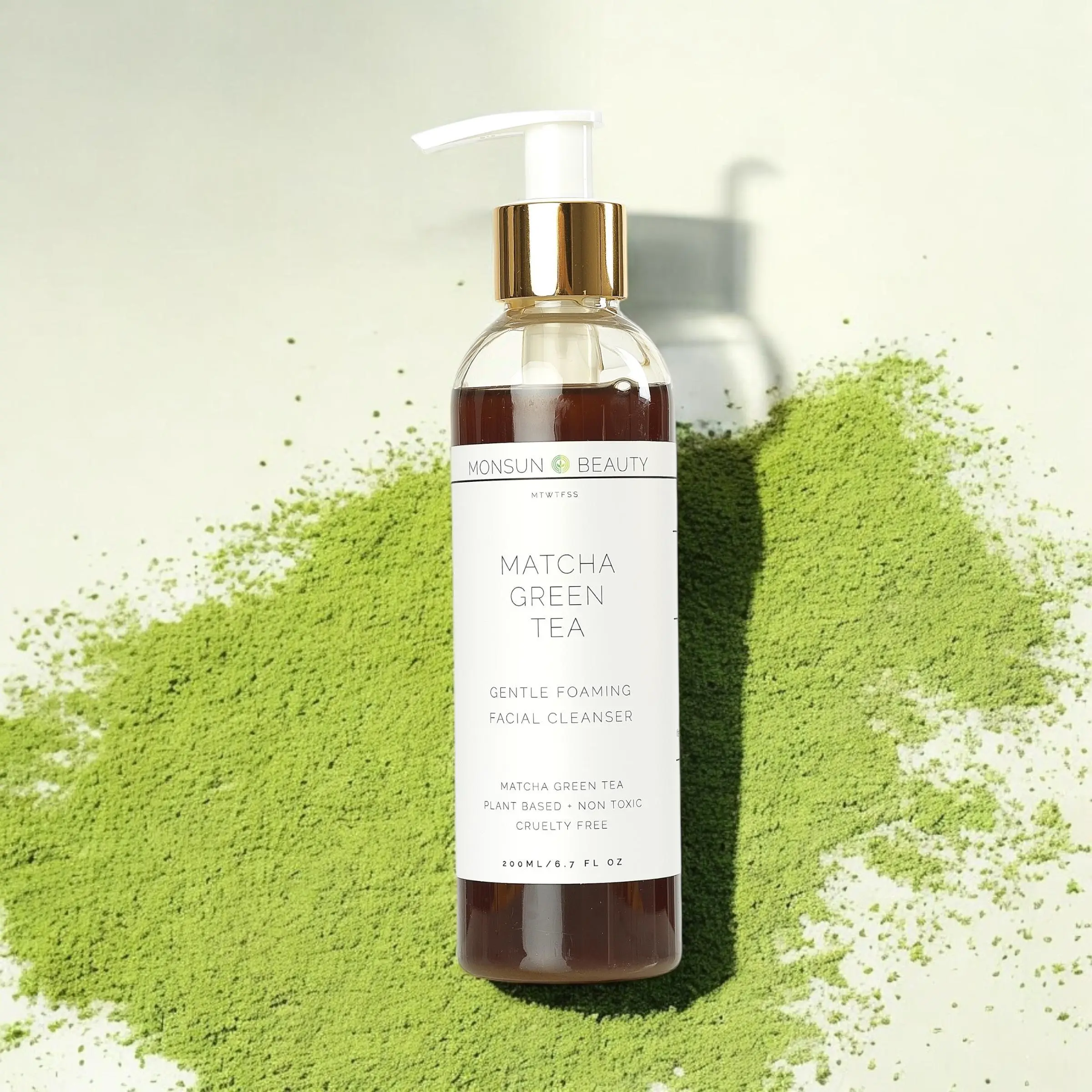 Monsun Beauty Matcha Green Tea Gel Facial Cleanser - 6.7 fl oz Hydrating Facial Wash with Arbutin, Glycerin, Aloe, Salicylic Acid, Pomegranate, Panthenol - Plant-Powered, Non-Toxic, Redness-Relieving for Sensitive, All Skin Types Daily Nourishing Cleanser