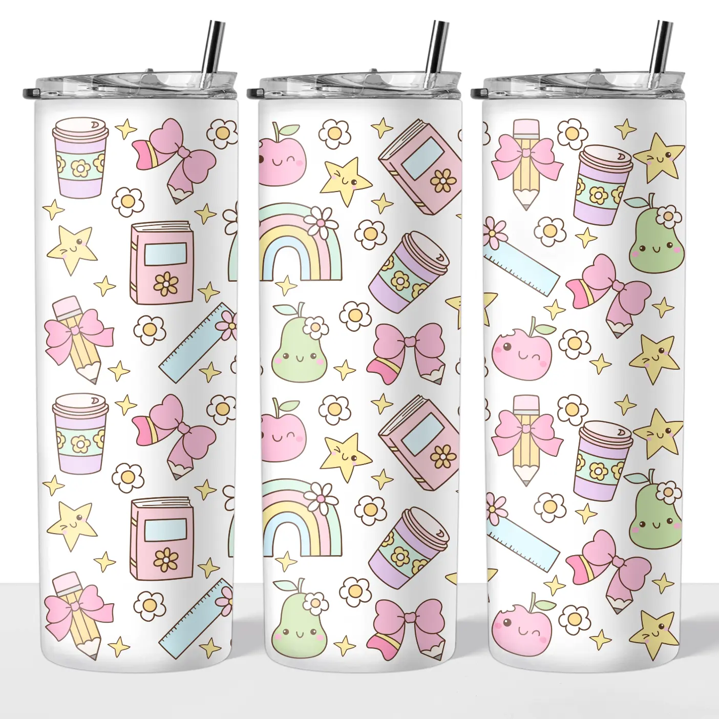 Pastel Teacher 20oz Steel Insulated Tumbler with Clear Lid and Reusable Straw - Flasks, Drinkware