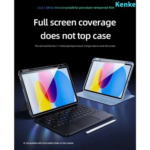 [TikTokShopBlackFriday]Kenke Full-Coverage Oleophobic Tempered Glass Tablet Screen Protector - HD Clear, Anti-Fingerprint Protection Accessories for iPad Pro 11/13-in (M5/M4)2025/2024, Air 11/13-in, 11th Gen A16 2025, 10th Gen 10.9-in