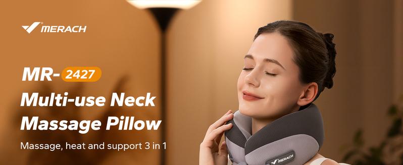 MERACH Portable Vibrating Neck Pillow for Muscle Relaxation Travel Neck Pillow Breathable Comfortable Memory Foam Neck Pillow Room Accessories