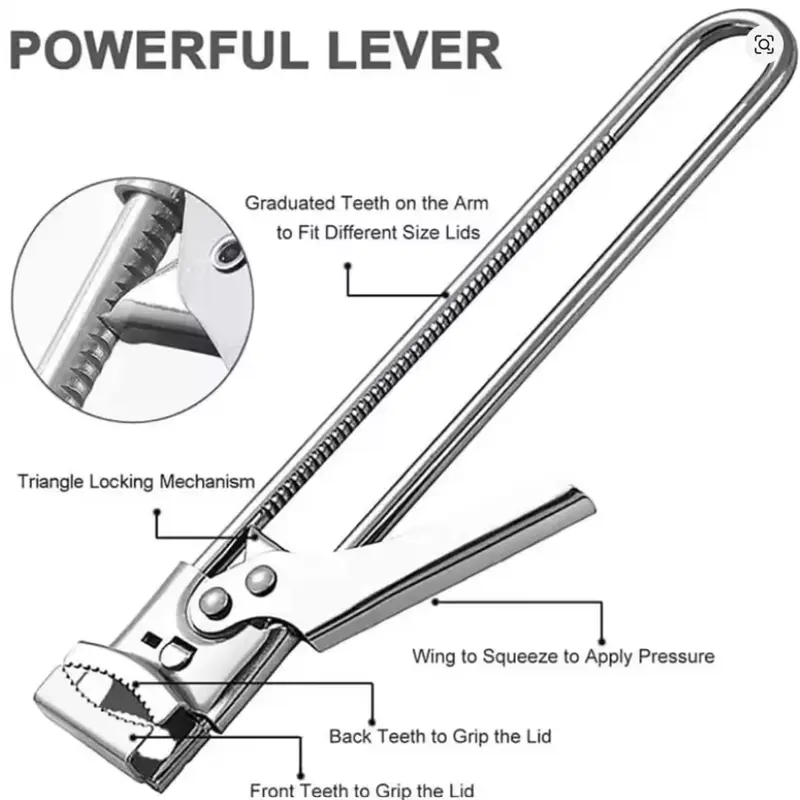 Adjustable Multifunctional Jar Opener with Easy Handling Design for Various Jar Sizes Kitchen Tool for Home Use Featuring Triangle Locking Mechanism & Graduated Teeth