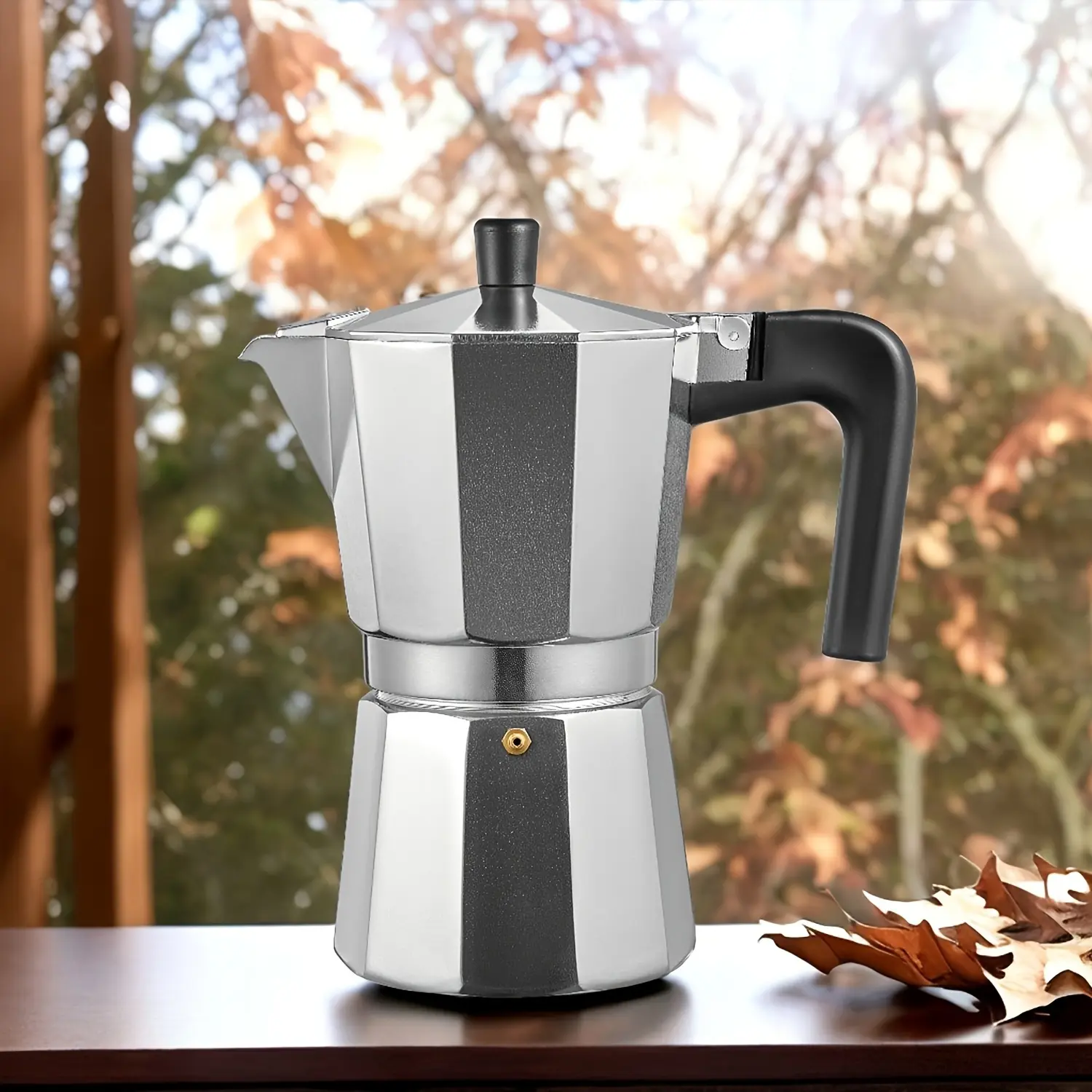 9-Cup Manual Espresso Maker - Compact Retro Look Manual Brewer, Sturdy Aluminum Construction, Boiler-Style Brewing Design, Authentic Espresso/Cappuccino/Latte Maker, Ideal for Home Baristas