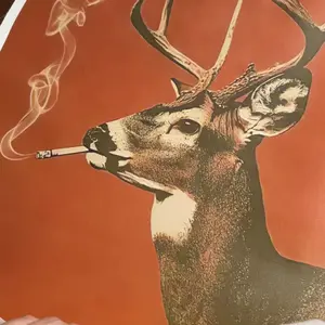 deer smoking a cigarette KELLER WILLIAMS Macro category Funny Deer Smoking Cigarette Poster,