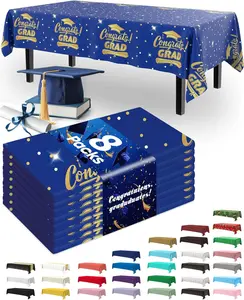 Graduation Decorations 2026 Plastic Tablecloth Disposable 8 Pack, Class of 2026 Rectangle Table Cover 54 x 108 Inch, Sturdy Leakproof Plastic Table Cloth for Graduation Party, Picnic, Blue