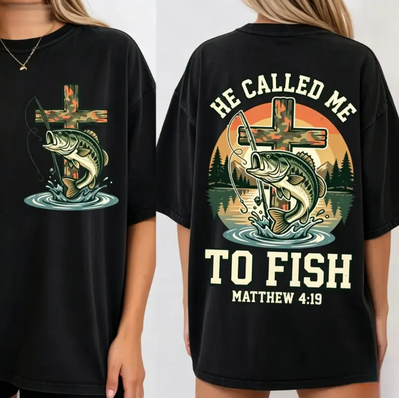 He Called Me To Fish T-shirt |   Matthew 4:19 Front Back Fishing Christian Shirt |   Camo Cross Bass Fishing T-shirt |   Faith Fishing T-shirt