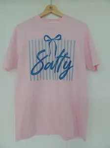 Salty with Bow and Stripes Blue - Short Sleeve Tee in Blossom