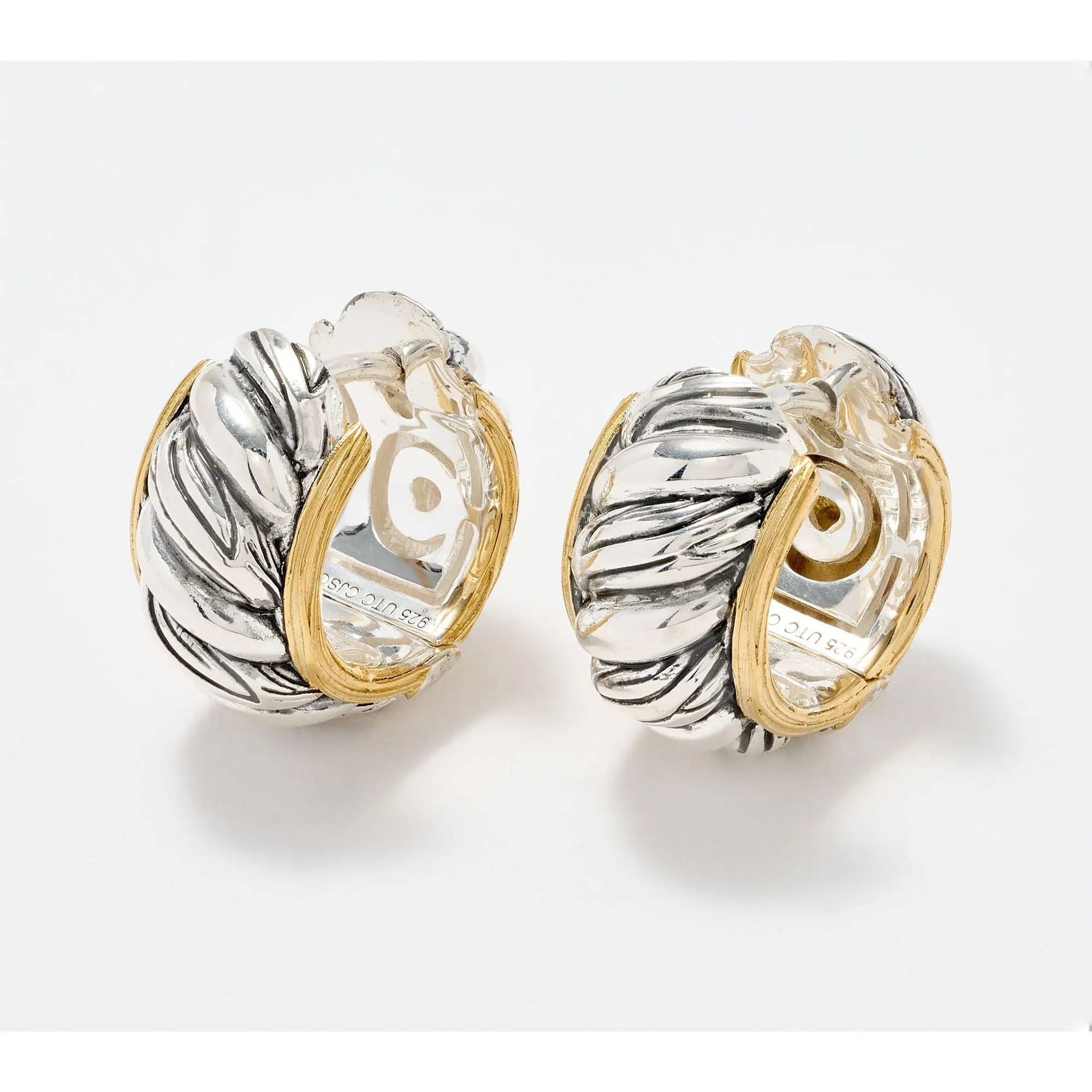 Christian James by Scott Grimes Sterl & 14KClad Two Tone 1/2" Hoop Earrings