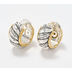 Christian James by Scott Grimes Sterl & 14KClad Two Tone 1/2" Hoop Earrings