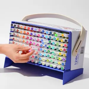 128 Colors Acrylic Marker Set, Soft Brush Tip Fast Dry Ink for Art Painting, Ideal for Stone Wood Egg Ceramic Fabric DIY Crafts, Acrylic Paint Markers