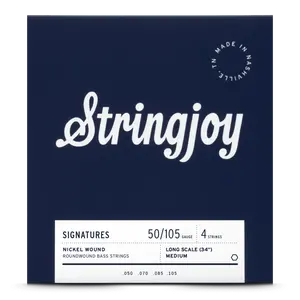 Stringjoy 50-105 Long Scale 4 String Medium Gauge Signatures - Nickel Wound Bass Guitar Strings