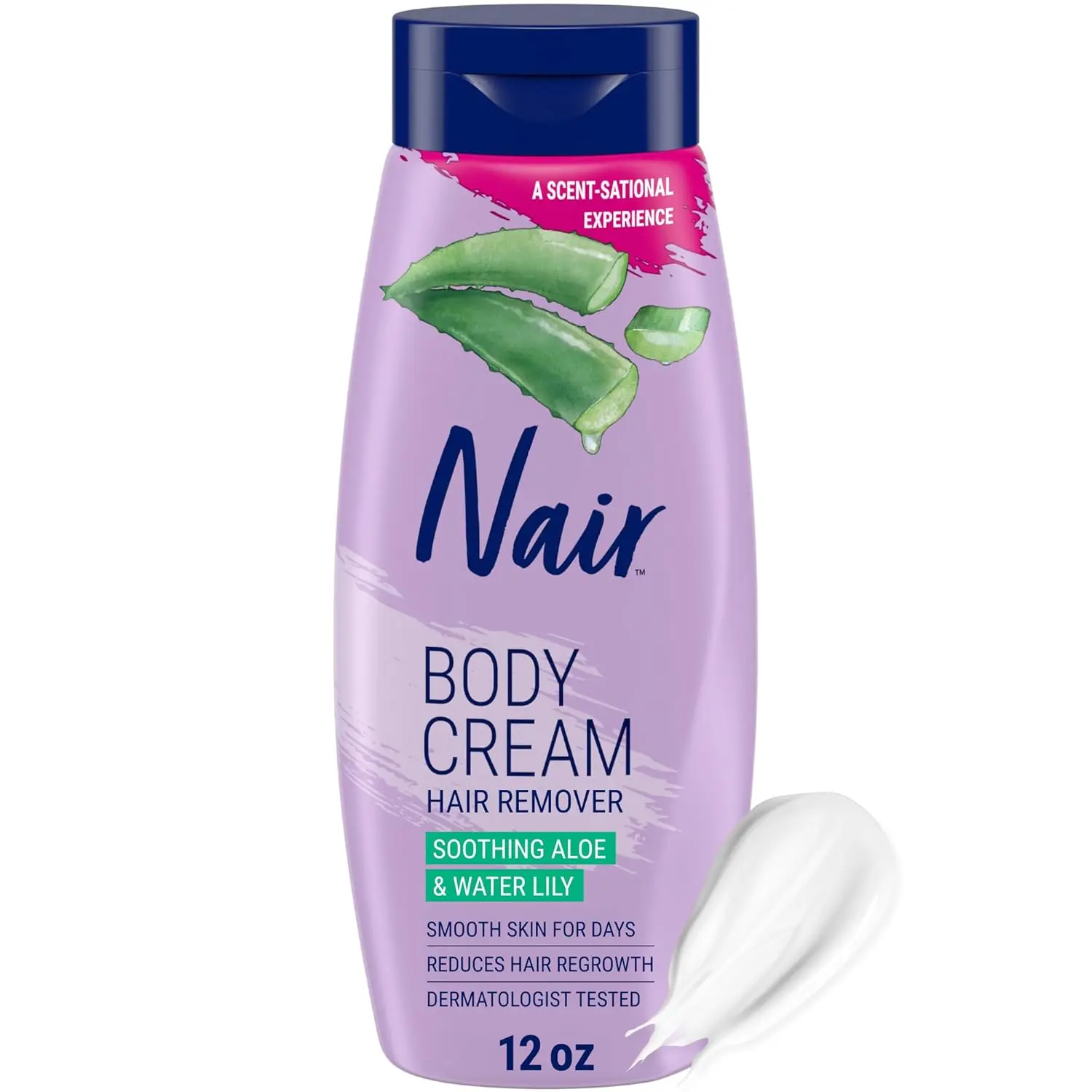 Nair Body Cream Hair Remover Soothing Aloe & Water Lily 12 Oz Dermatologist Tested for Smooth Skin Experience
