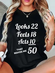 100% Cotton Unisex FIFTY YEARS OLD Birthday Present for 50 Year old Round Neck Short Sleeve T-Shirt Women's Men Graphic Tee