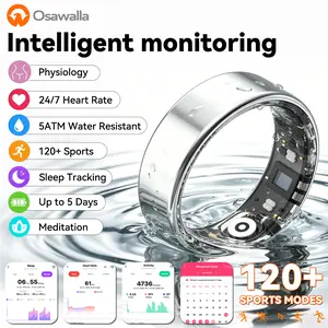 Smart Ring with Sleep Monitoring, Step Counting, Heart Rate, Meditation for iOS and Android, No Subscription Fee, 5ATM Waterproof Health Tracker