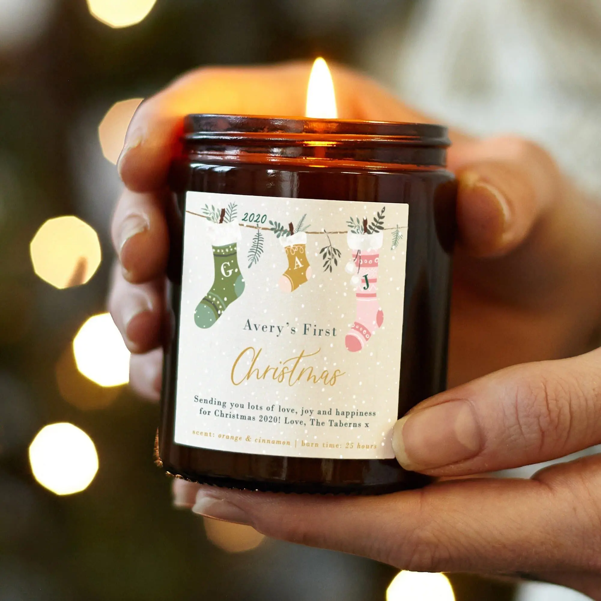 Baby's First Christmas Gift Personalised Candle - New Baby Christmas Gift - Christmas Scented Candle