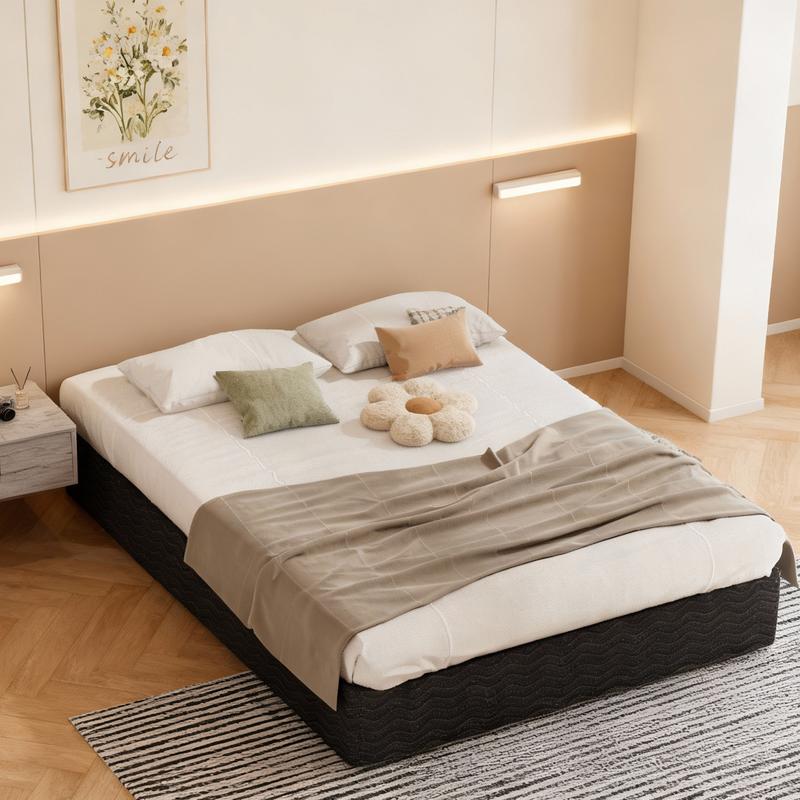 3500 lbs Enhanced Edition Heavy Metal Box Spring Bed Base Extra Large Mattress Base, Easy to Assemble and Noise Free, Compatible with Full/Queen/King Beds, Easy to Clean Fabric Cover,Bed with Storage,Headboard, Storage Bed, Double Bed Frame
