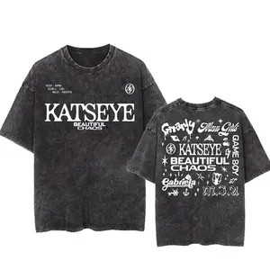 Katseye Beautiful Chaos Tracklist Mineral Wash Cotton Tee, Women Fitted Crewneck Seamless Short Sleeve Top, Soft Fabric Kpop Casual Summer Daily Wear X3S