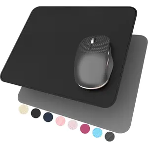 Hard  Pad,Ultra Thin -Textured PU Leather  Mat, Non-Slip Rubber Base Mousepad for Office//Gaming (Black)