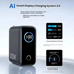 100w Gan Charger with Ai Function, Portable Light & Voice Control Multi-Port Phone Charging Head, 45w Power Consumption, Usk-U001 Model