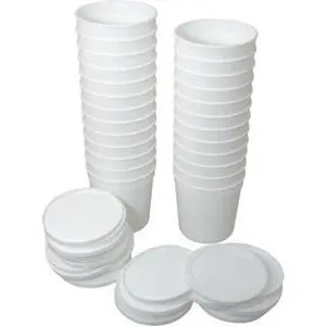 Dynalon Labware Disposable PPCO Container - White, 16oz, 3-5/8" High, 2-3/4" Diameter, 3/4" Cap, Pack of 25, Model 454415 (Disposable Tableware for Home & Festive Party Supplies)